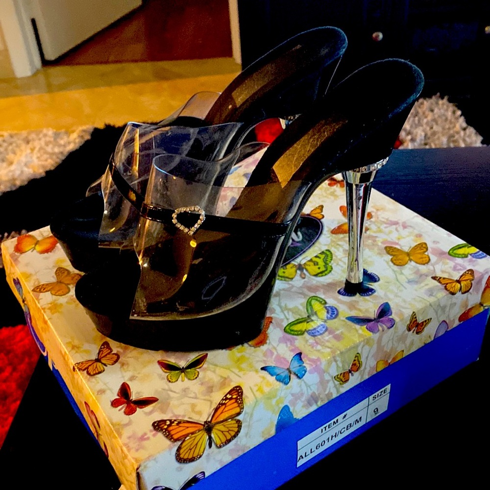 Black and clear Pleaser heels!